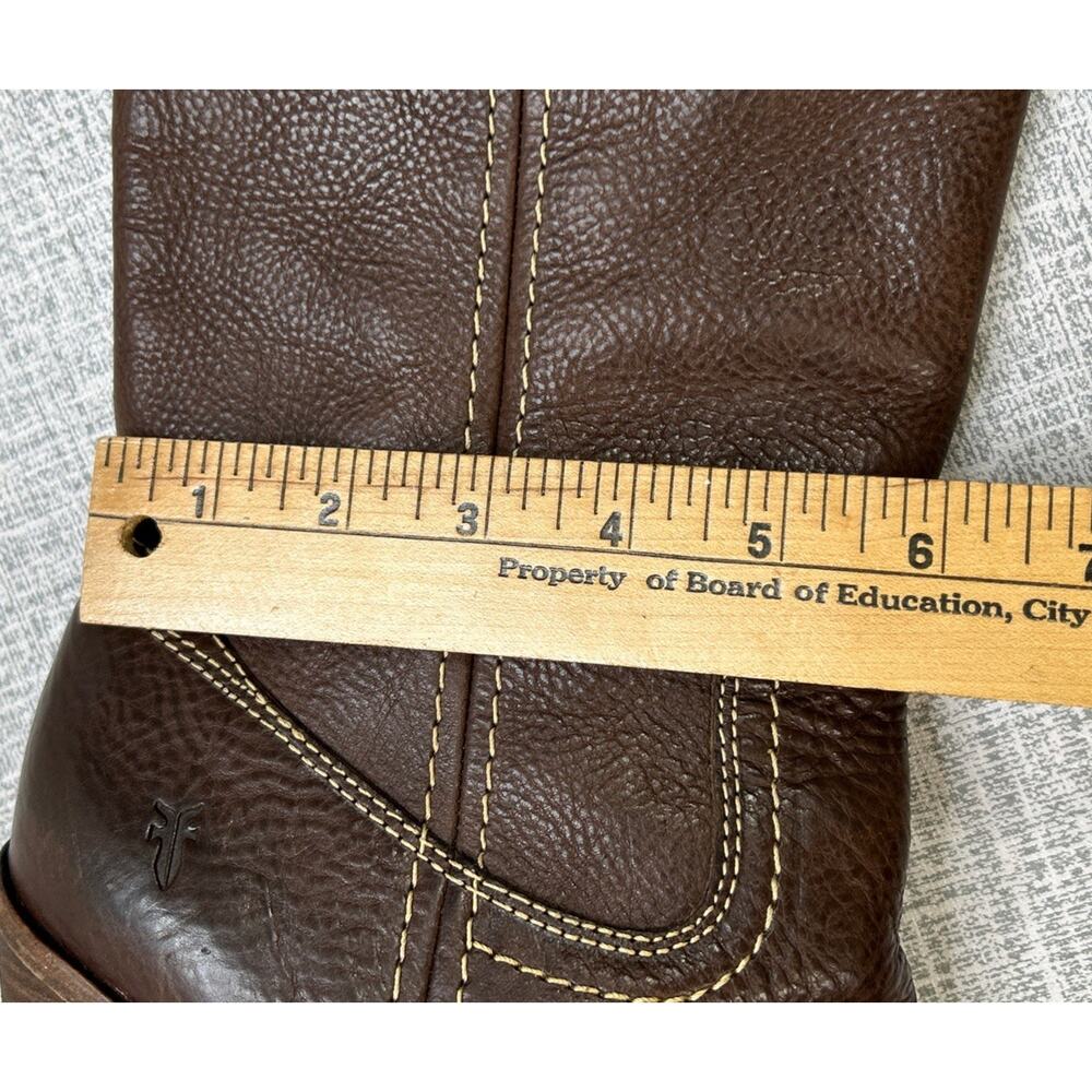 Frye Caroline Campus Mid Shaft Wedge Boots Women's Size 9.5 Brown Leather Heels - Picture 14 of 15
